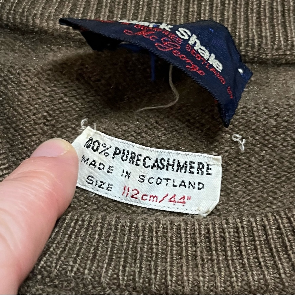 Mark Shale Mens 100% Cashmere Brown Crew Neck Sweater Size Medium - Picture 3 of 7